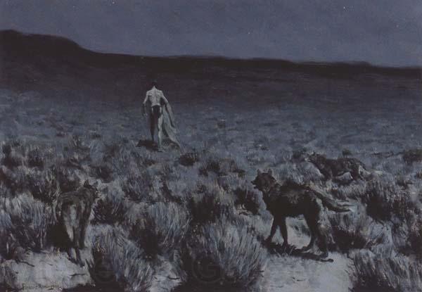 Frederic Remington The Wolves Sniffed Along the Trail (mk43) Spain oil painting art